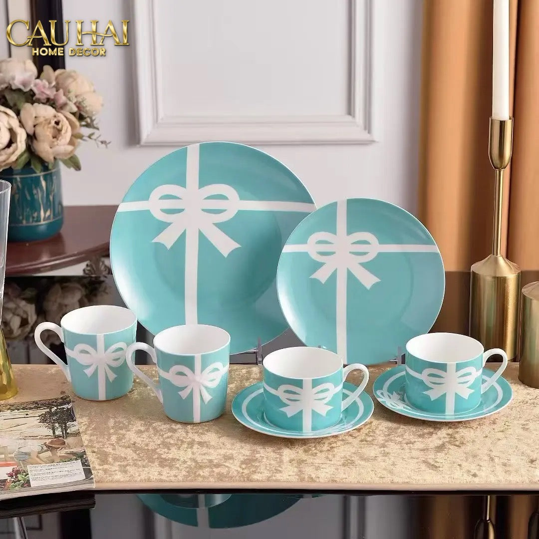 Maison Couture - Gift Set 2 Tách Trà Élégance Turquoise Ribbon 4Pcs-CẬU HAI HOME DECOR
