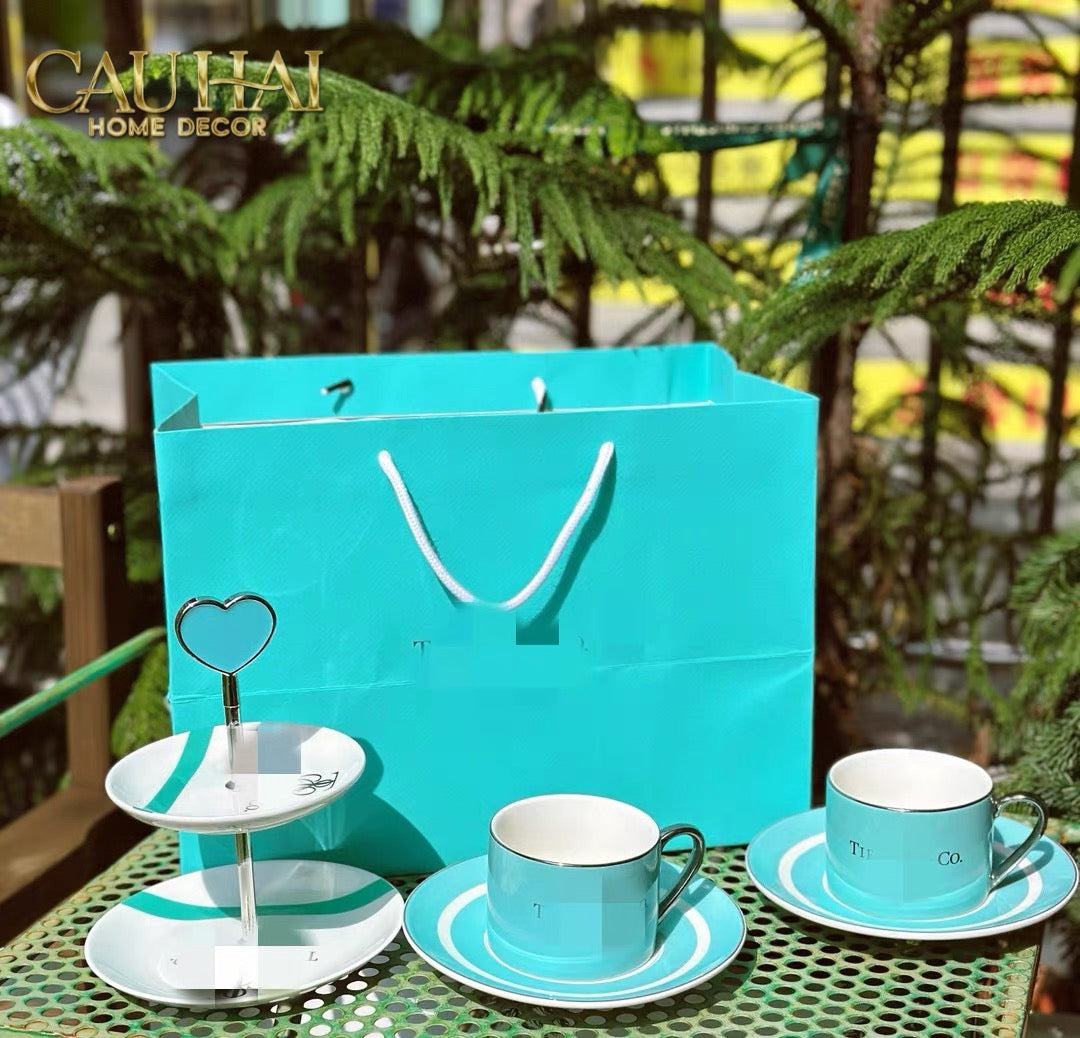 Maison Couture - Gift Set Bình Trà Chiều British Heritage Turquoise Élegance Afternoon Tea Set 5pcs-CẬU HAI HOME DECOR