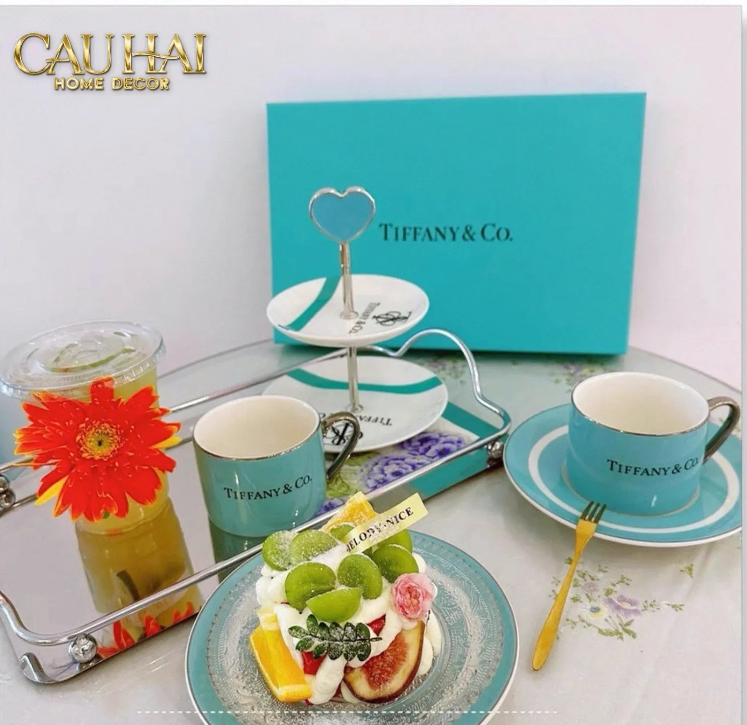 Maison Couture - Gift Set Bình Trà Chiều British Heritage Turquoise Élegance Afternoon Tea Set 5pcs-CẬU HAI HOME DECOR