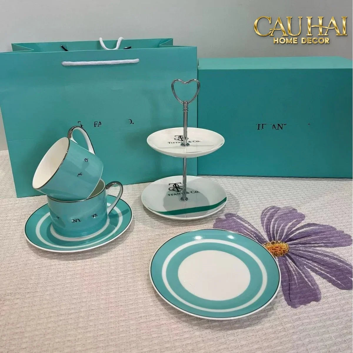 Maison Couture - Gift Set Bình Trà Chiều British Heritage Turquoise Élegance Afternoon Tea Set 5pcs-CẬU HAI HOME DECOR