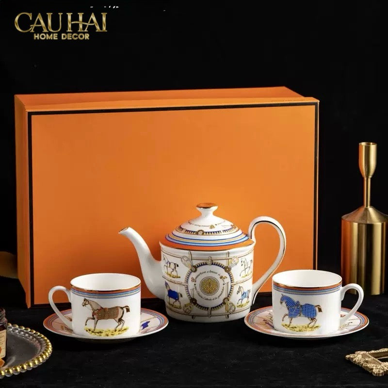 Maison Couture - Gift Set Bình Trà Les Couvertures De Jour 9pcs - Blanc Cassé - CẬU HAI HOME DECOR