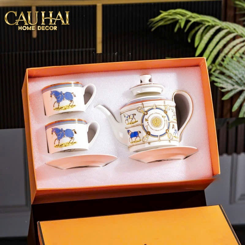 Maison Couture - Gift Set Bình Trà Les Couvertures De Jour 9pcs - Blanc Cassé - CẬU HAI HOME DECOR