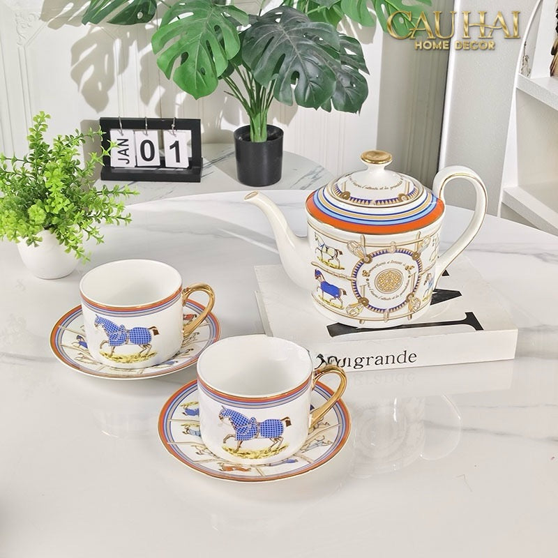 Maison Couture - Gift Set Bình Trà Les Couvertures De Jour 9pcs - Blanc Cassé - CẬU HAI HOME DECOR