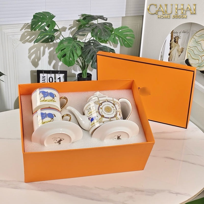 Maison Couture - Gift Set Bình Trà Les Couvertures De Jour 9pcs - Blanc Cassé - CẬU HAI HOME DECOR