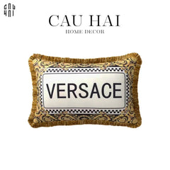Maison Couture - Gối Dài Nhung Chenille V Class Medusa Bhcttbv v Signature Logo Typography 40x60-CẬU HAI HOME DECOR
