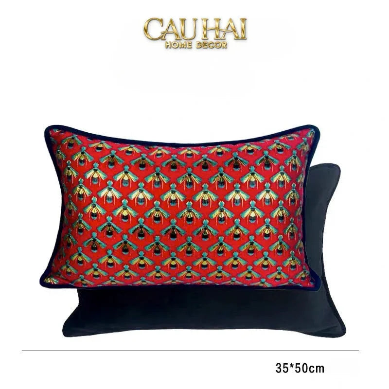 Maison Couture - Gối Jacquard Abeille d’Or Nil Bleu Art Cushion 35x50-CẬU HAI HOME DECOR