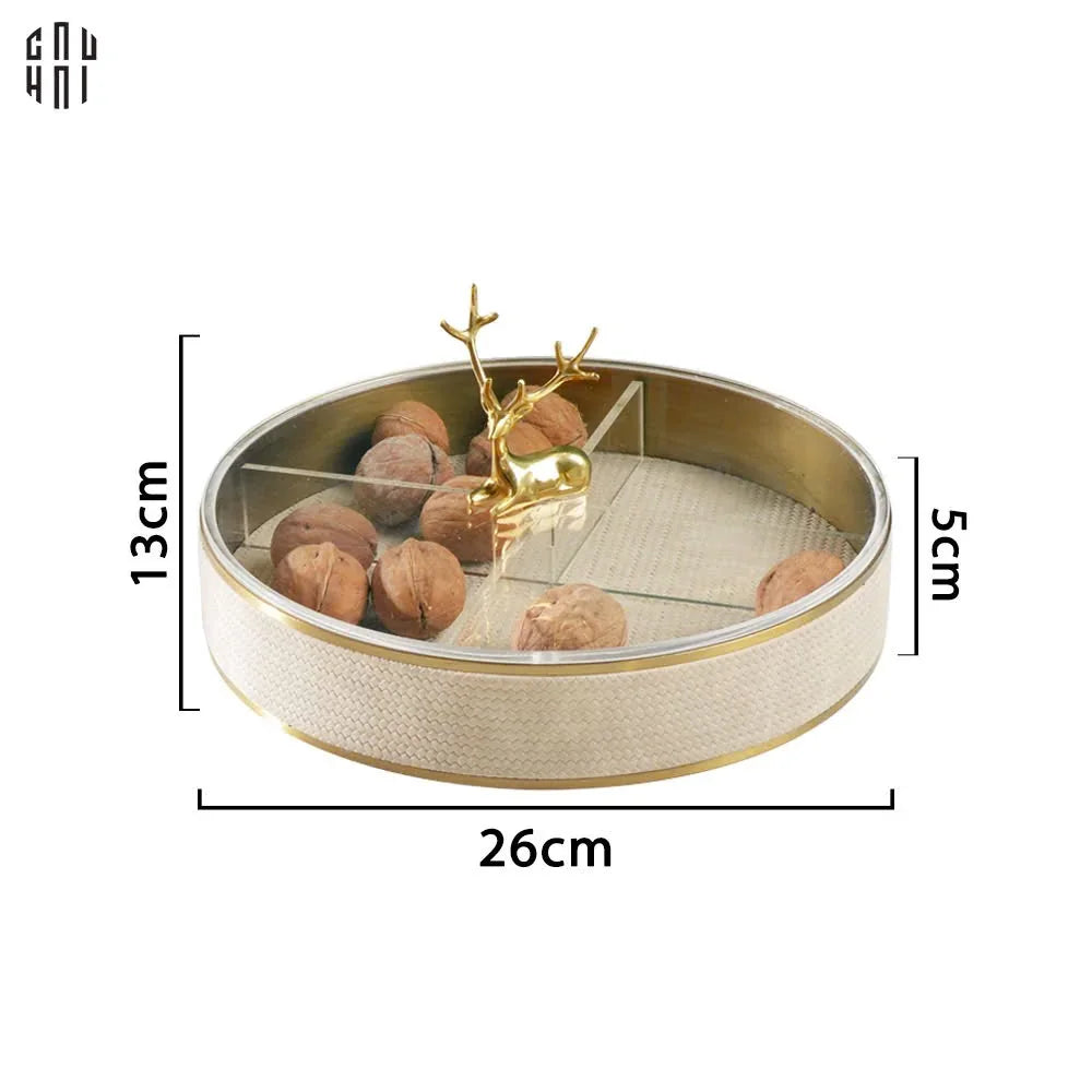 Maison Couture - Hộp Bánh Mứt Allure Lux Leather D'Ivoire Antler Portrait-CẬU HAI HOME DECOR