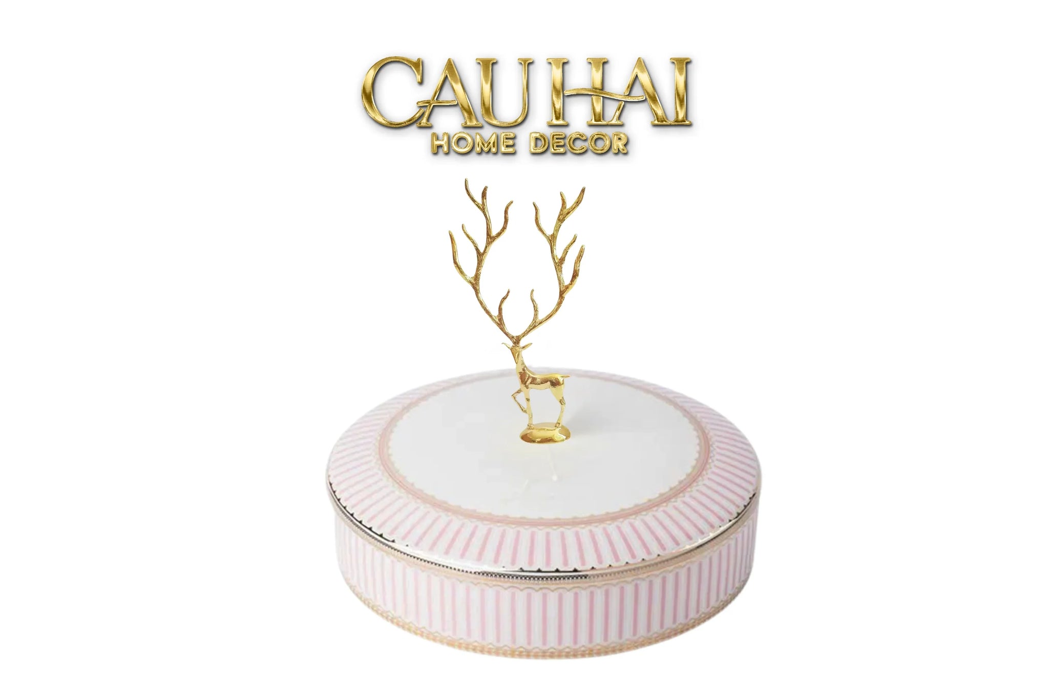 Maison Couture - Hộp Bánh Mứt Linges Antler Noble - Bleu / Rose Plateau-CẬU HAI HOME DECOR
