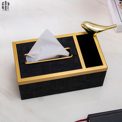 Maison Couture - Hộp Khăn Giấy Balvin Prestige Class Oakwood Leather - Noir / Crème 14x25-CẬU HAI HOME DECOR