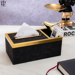 Maison Couture - Hộp Khăn Giấy Balvin Prestige Class Oakwood Leather - Noir / Crème 14x25-CẬU HAI HOME DECOR