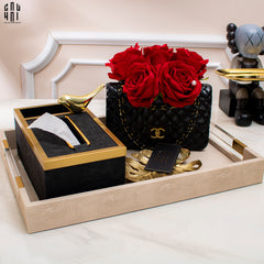Maison Couture - Hộp Khăn Giấy Balvin Prestige Class Oakwood Leather - Noir / Crème 14x25-CẬU HAI HOME DECOR