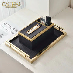 Maison Couture - Hộp Khăn Giấy Balvin Prestige Class Oakwood Leather - Noir / Crème 14x25-CẬU HAI HOME DECOR