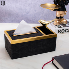 Maison Couture - Hộp Khăn Giấy Balvin Prestige Class Oakwood Leather - Noir / Crème 14x25-CẬU HAI HOME DECOR