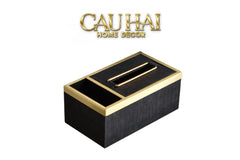 Maison Couture - Hộp Khăn Giấy Balvin Prestige Class Oakwood Leather - Noir / Crème 14x25-CẬU HAI HOME DECOR