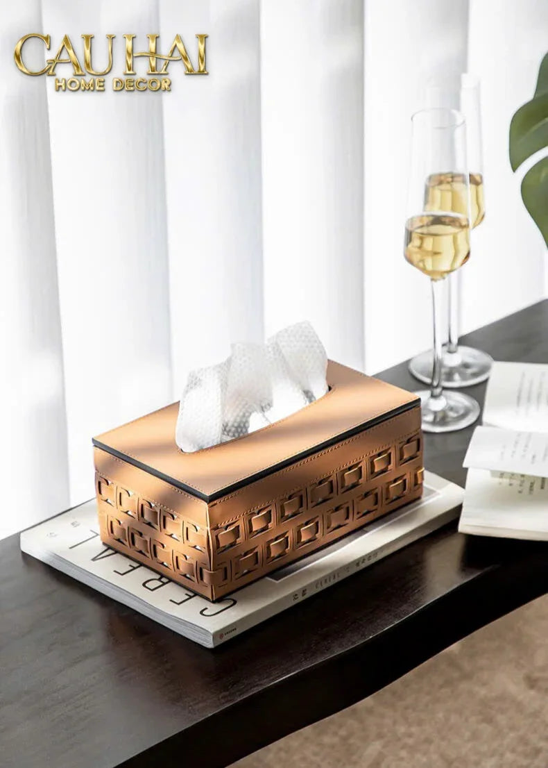 Maison Couture - Hộp Khăn Giấy Boîte à Mouchoirs Décorative Cognac 13.5 × 21-CẬU HAI HOME DECOR