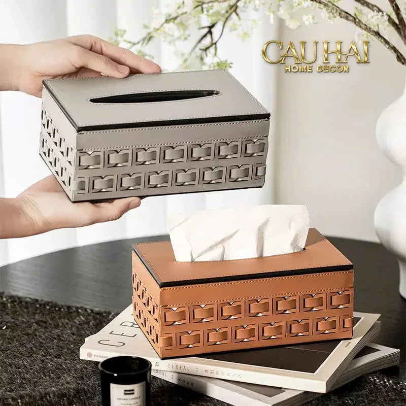 Maison Couture - Hộp Khăn Giấy Boîte à Mouchoirs Décorative Cognac 13.5 × 21-CẬU HAI HOME DECOR