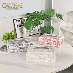 Maison Couture - Hộp Khăn Giấy D.O Gốm Sứ Toile de Jouy Red Porcelain Tissue Box-CẬU HAI HOME DECOR