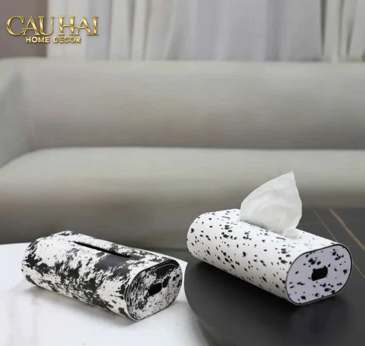 Maison Couture - Hộp Khăn Giấy Da Atélier Lux Leather Snowy Arctic Patina-CẬU HAI HOME DECOR