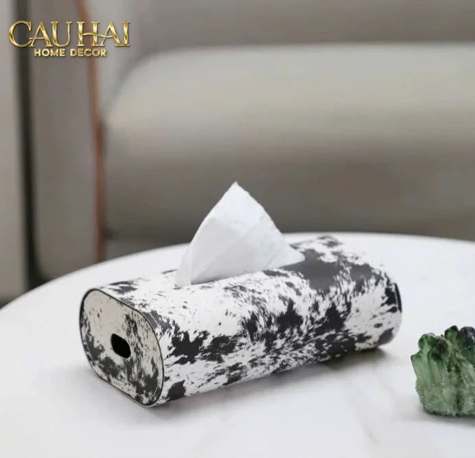 Maison Couture - Hộp Khăn Giấy Da Atélier Lux Leather Snowy Arctic Patina-CẬU HAI HOME DECOR
