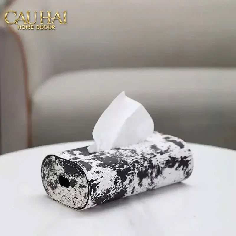 Maison Couture - Hộp Khăn Giấy Da Atélier Lux Leather Snowy Arctic Patina-CẬU HAI HOME DECOR
