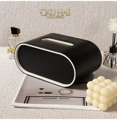 Maison Couture - Hộp Khăn Giấy Da Atélier Noir Leather Orbit Savoire Medusa Édition 13x22 - Noire-CẬU HAI HOME DECOR