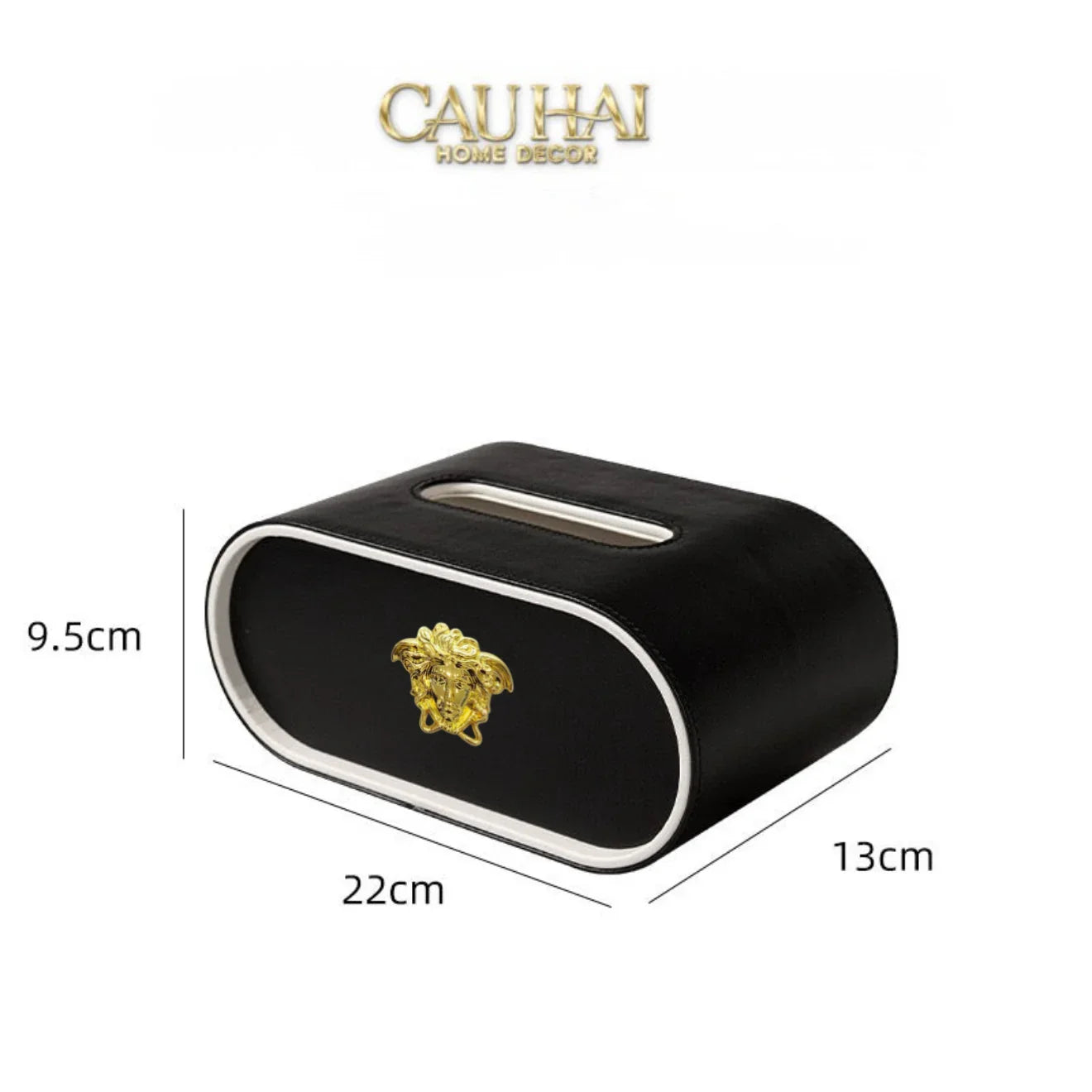 Maison Couture - Hộp Khăn Giấy Da Atélier Noir Leather Orbit Savoire Medusa Édition 13x22 - Noire-CẬU HAI HOME DECOR