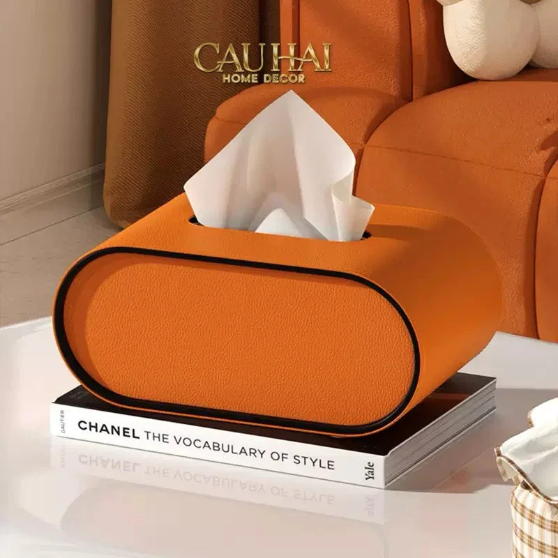 Maison Couture - Hộp Khăn Giấy Da Atélier Noir Leather Orbit Savoire Medusa Édition 13x22 - Noire-CẬU HAI HOME DECOR