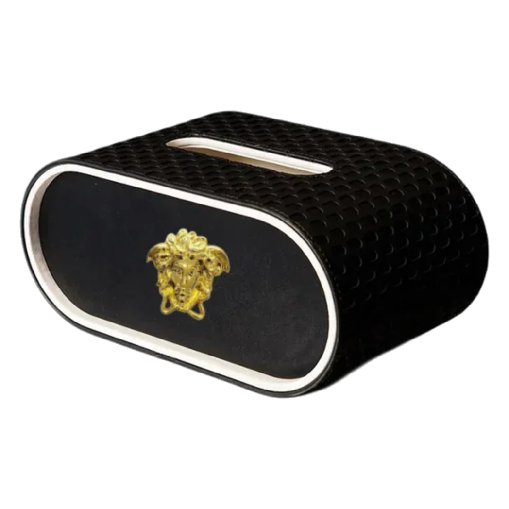 Maison Couture - Hộp Khăn Giấy Da Atélier Noir Leather Orbit Savoire Medusa Édition 13x22 - Noire-HỘP KHĂN GIẤY-CẬU HAI HOME DECOR