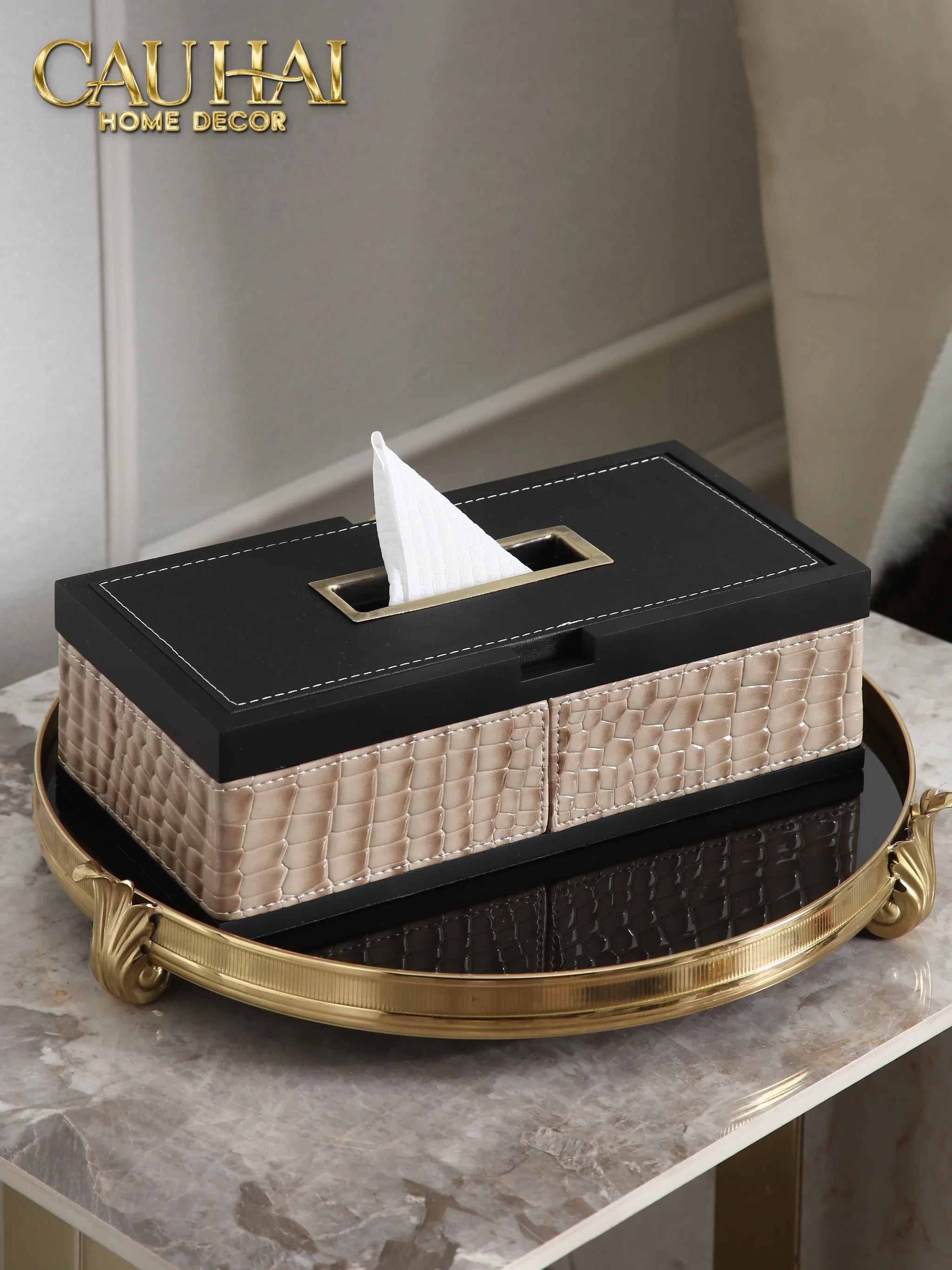 Maison Couture - Hộp Khăn Giấy Exotic Lux Croco - Elk Édition Spéciale-CẬU HAI HOME DECOR