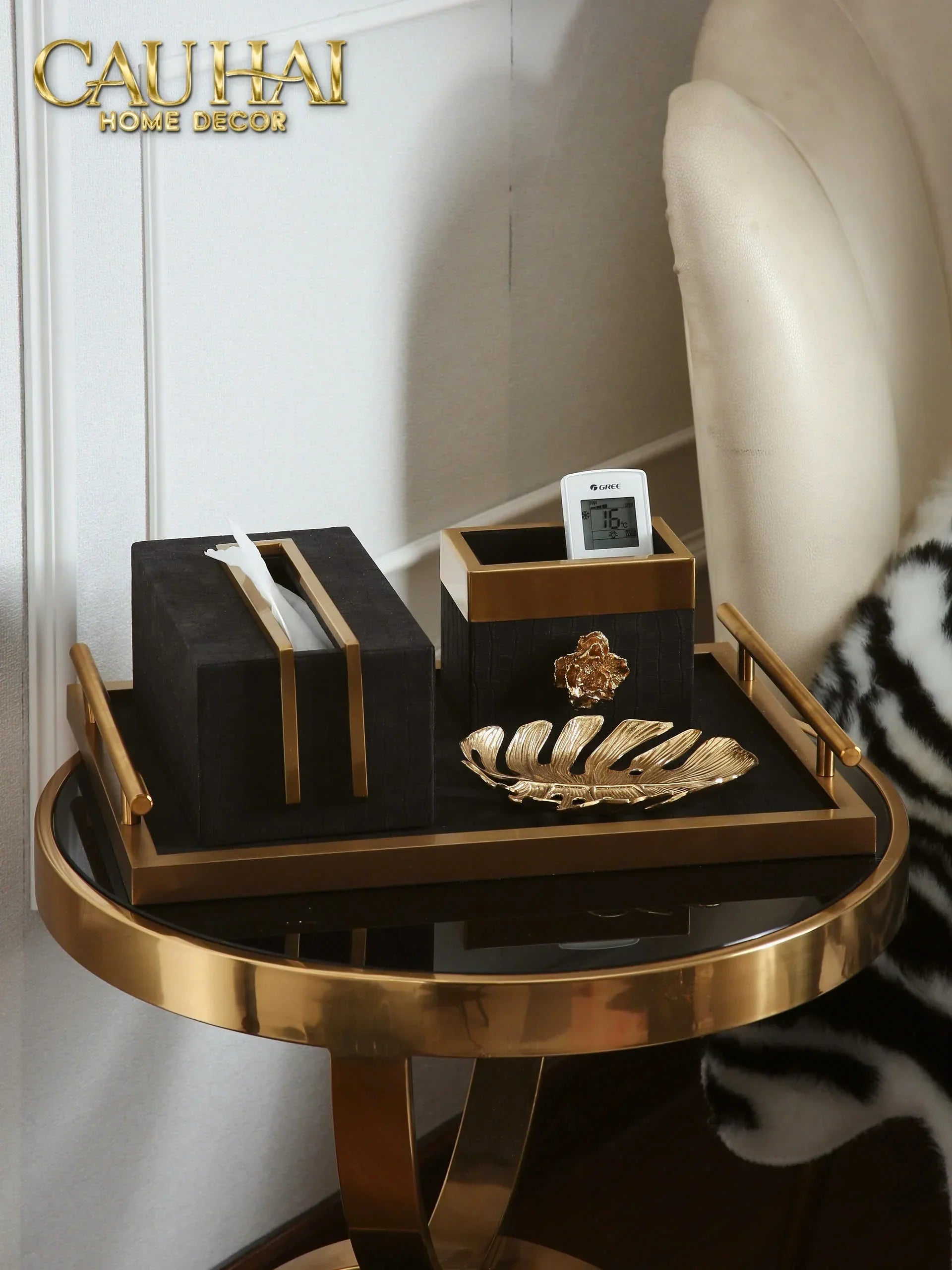 Maison Couture - Hộp Khăn Giấy Gỗ Sồi Birkin Savoir Atélier Croco Leather-CẬU HAI HOME DECOR