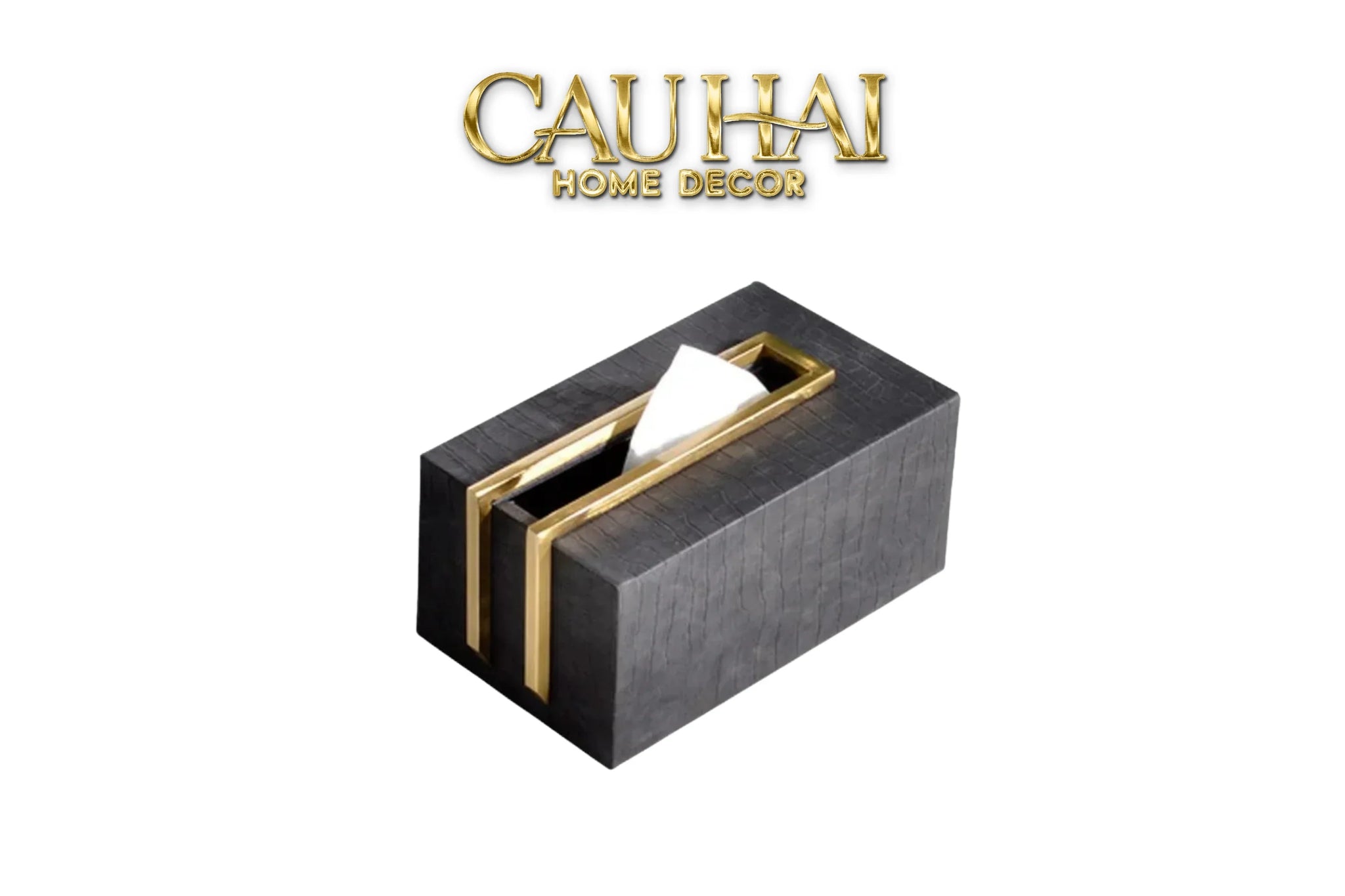 Maison Couture - Hộp Khăn Giấy Gỗ Sồi Birkin Savoir Atélier Croco Leather-CẬU HAI HOME DECOR