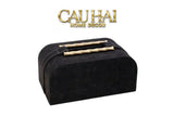 Maison Couture - Hộp Khăn Giấy Gỗ Sồi Bọc Da Cao Cấp Bamboo Signature Saddles - Savoir / Ivoire 22x13-HỘP KHĂN GIẤY-CẬU HAI HOME DECOR