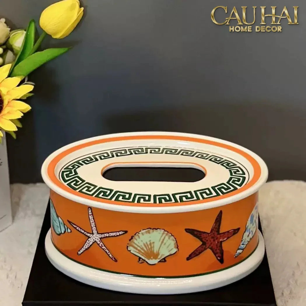 Maison Couture - Hộp Khăn Giấy Gốm Sứ Ginori Aquarium Oval Porcelain Vanity-CẬU HAI HOME DECOR