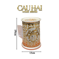 Maison Couture - Hộp Khăn Giấy Gốm Sứ - Mosaic Équestre Porcelain Cylinder-CẬU HAI HOME DECOR