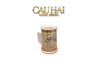Maison Couture - Hộp Khăn Giấy Gốm Sứ - Mosaic Équestre Porcelain Cylinder-CẬU HAI HOME DECOR
