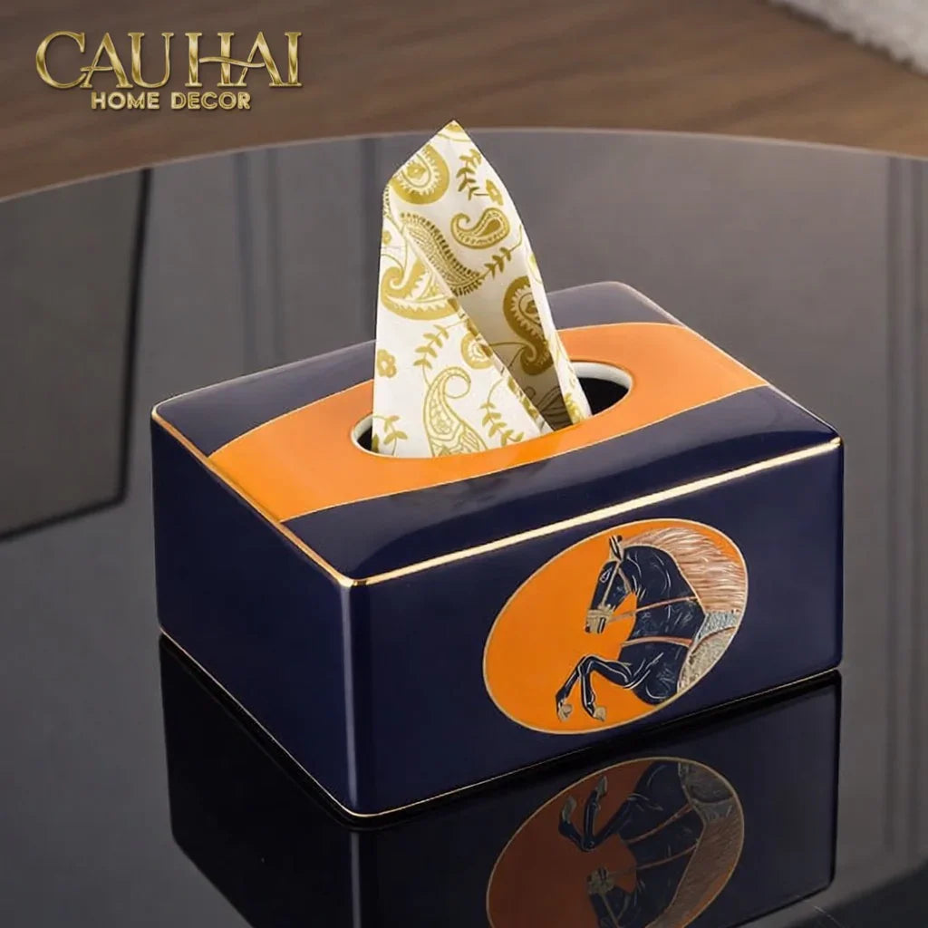 Maison Couture - Hộp Khăn Giấy Gốm Sứ Regal Legendary Impérial Noble Équestre-CẬU HAI HOME DECOR