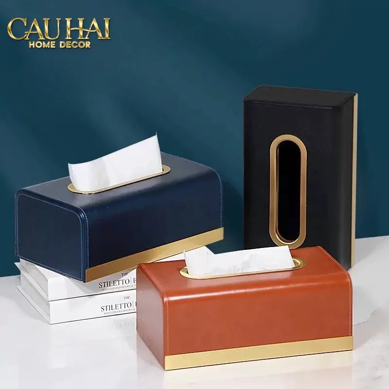 Maison Couture - Hộp Khăn Giấy Royale Bleu Satin Impérial Paon Plumage Tissue Holders-CẬU HAI HOME DECOR