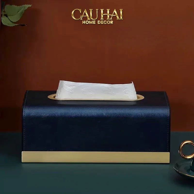Maison Couture - Hộp Khăn Giấy Royale Bleu Satin Impérial Paon Plumage Tissue Holders-CẬU HAI HOME DECOR