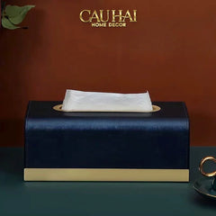 Maison Couture - Hộp Khăn Giấy Royale Bleu Satin Impérial Paon Plumage Tissue Holders-CẬU HAI HOME DECOR