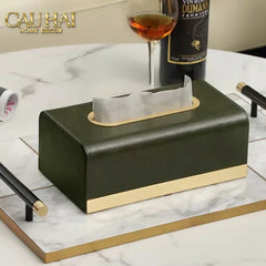 Maison Couture - Hộp Khăn Giấy Royale Bleu Satin Impérial Paon Plumage Tissue Holders-CẬU HAI HOME DECOR