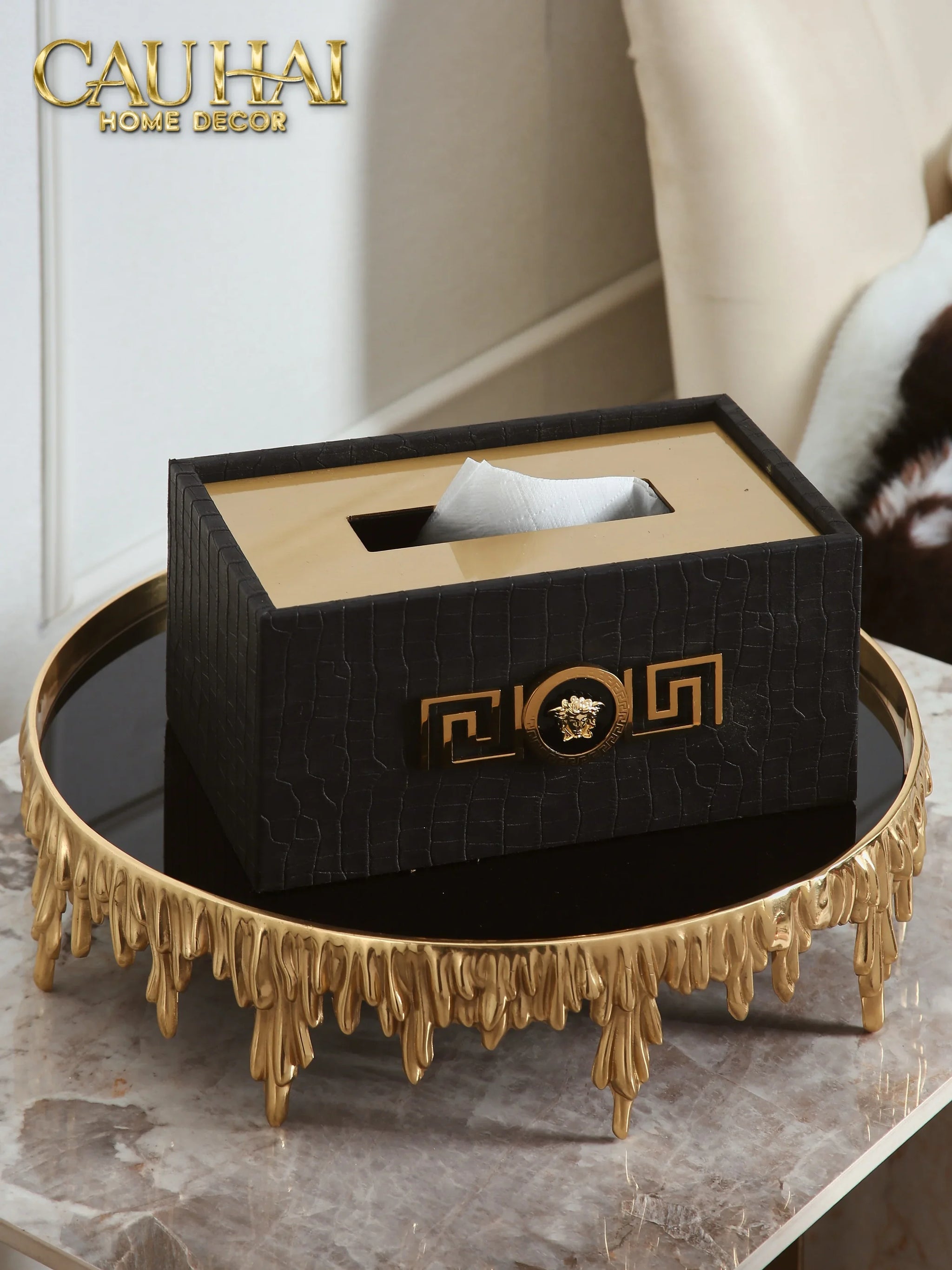 Maison Couture - Hộp Khăn Giấy V Class Phantom Cuir De Croco - Spéciale Medusa-CẬU HAI HOME DECOR