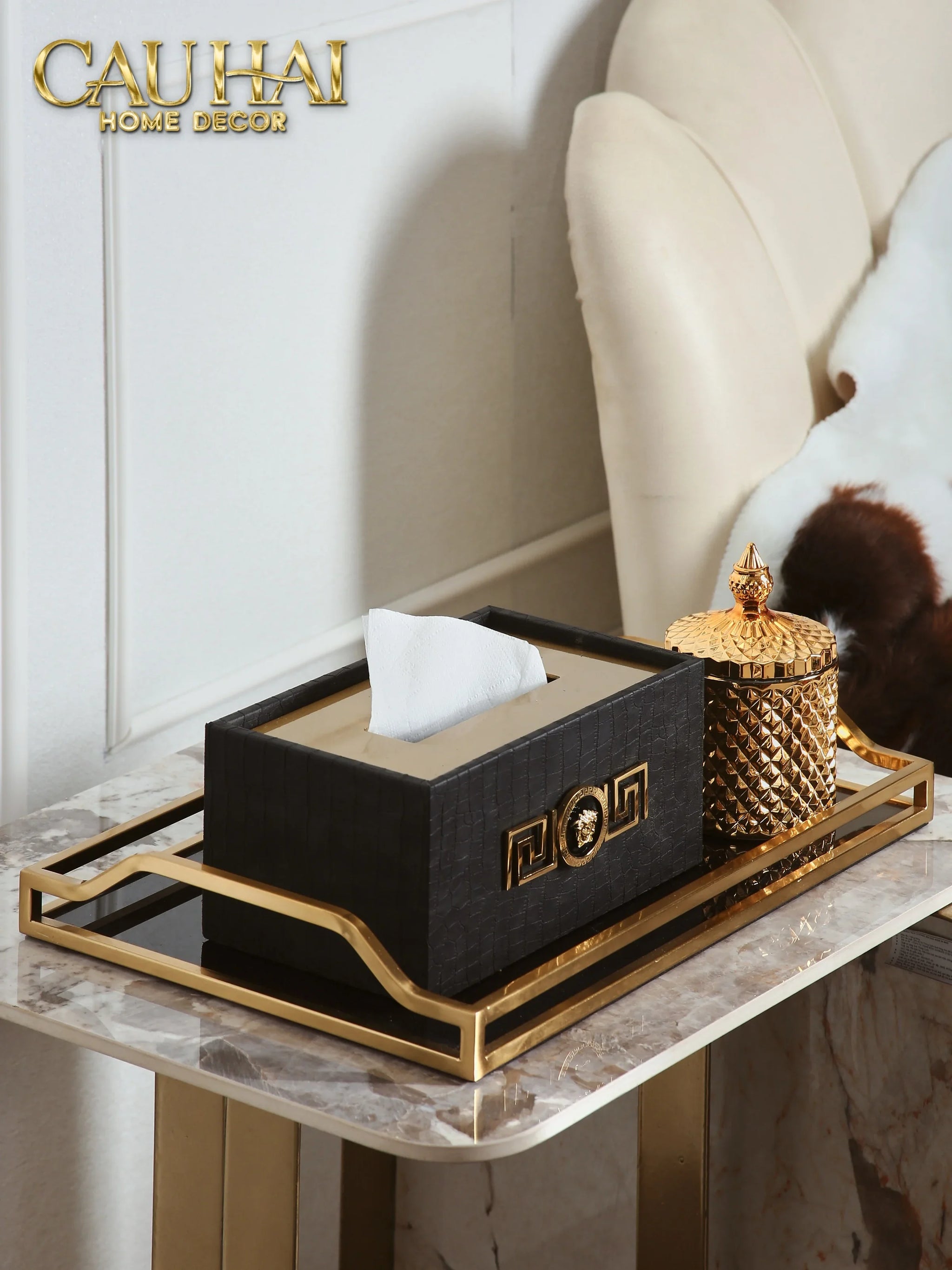 Maison Couture - Hộp Khăn Giấy V Class Phantom Cuir De Croco - Spéciale Medusa-CẬU HAI HOME DECOR