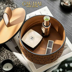 Maison Couture - Hộp Lưu Trữ Boîte à Boîte de Rangement Ronde Cognac D20-CẬU HAI HOME DECOR
