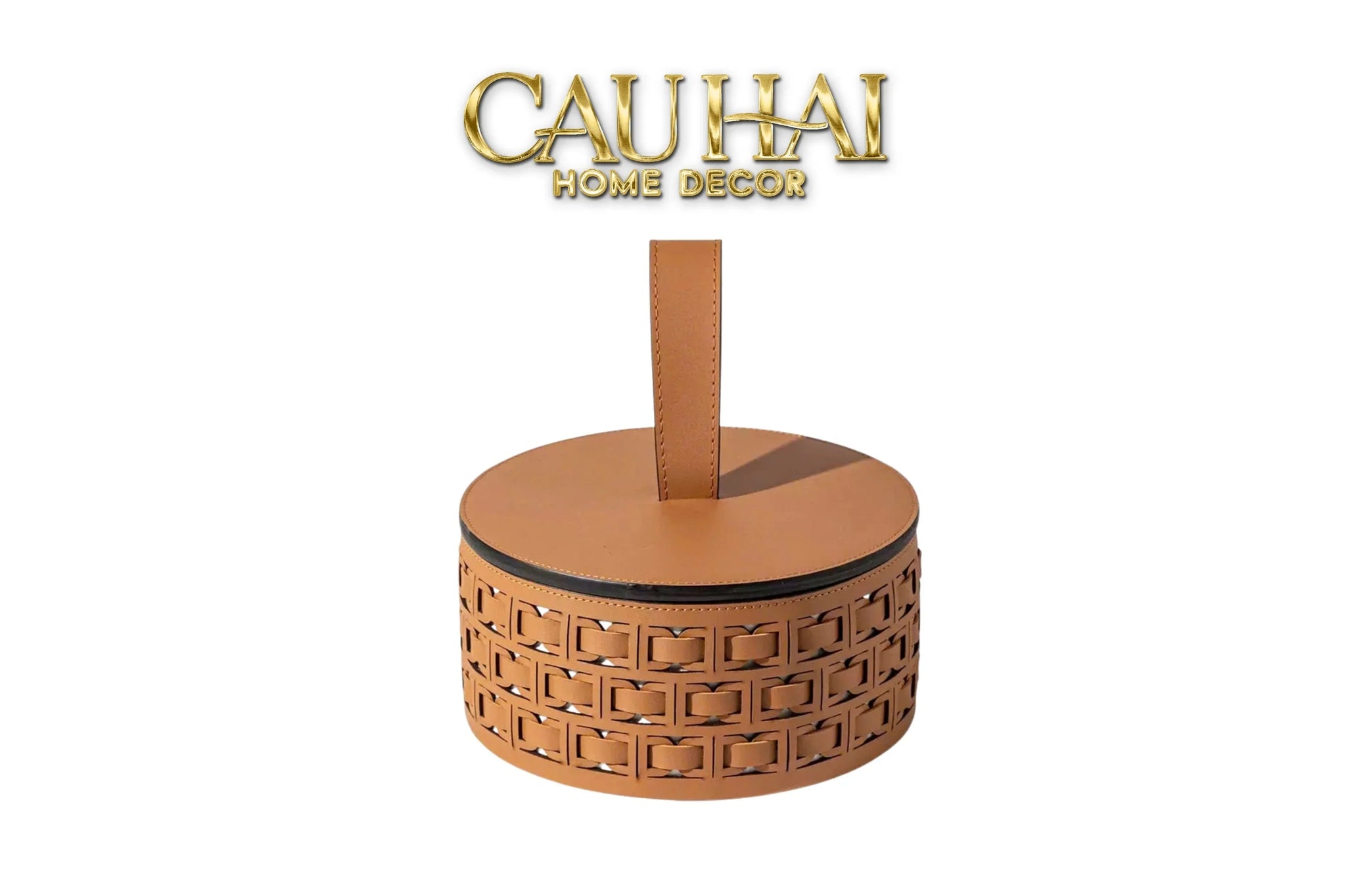 Maison Couture - Hộp Lưu Trữ Boîte à Boîte de Rangement Ronde Cognac D20-CẬU HAI HOME DECOR