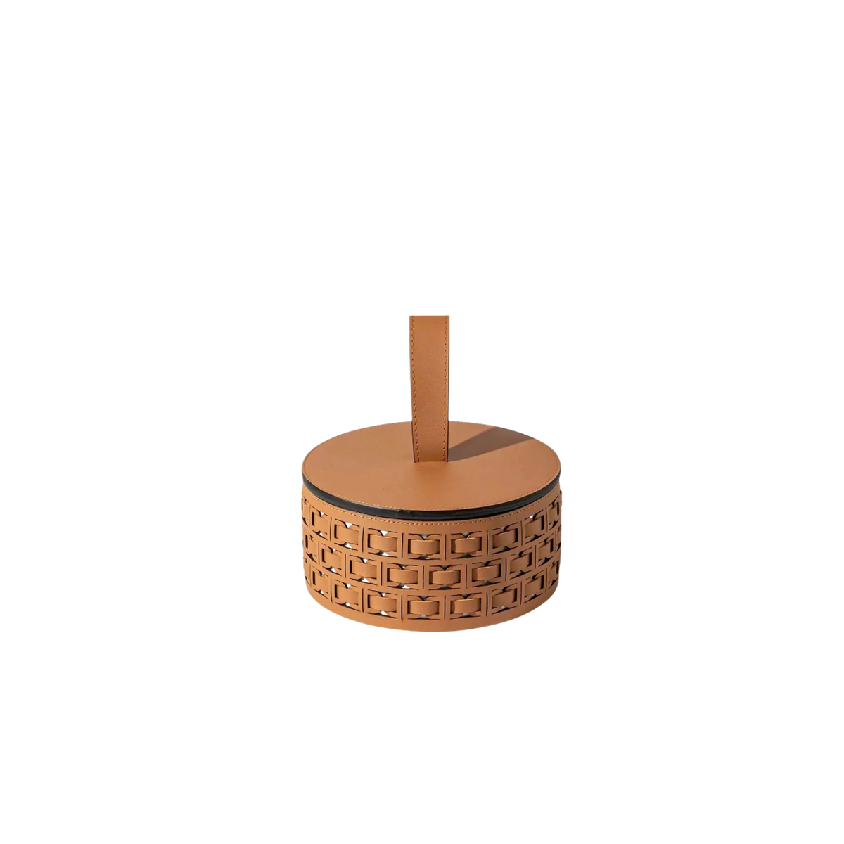 Maison Couture - Hộp Lưu Trữ Boîte à Boîte de Rangement Ronde Cognac D20-HỘP TRANG SỨC-Đối tác tại Trung Quốc theo từng đơn đặt hàng-CẬU HAI HOME DECOR