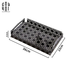 Maison Couture - Khay Acrylic Chữ Nhật Black Cannage Facetté Signature 23x36x4.5-CẬU HAI HOME DECOR
