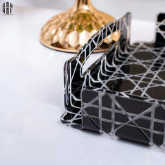 Maison Couture - Khay Acrylic Chữ Nhật Black Cannage Facetté Signature 23x36x4.5-CẬU HAI HOME DECOR