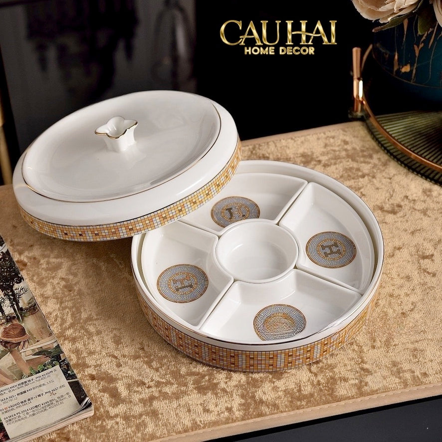 Maison Couture - Khay Bánh Mứt Helios Mosaïque Signature H - CẬU HAI HOME DECOR