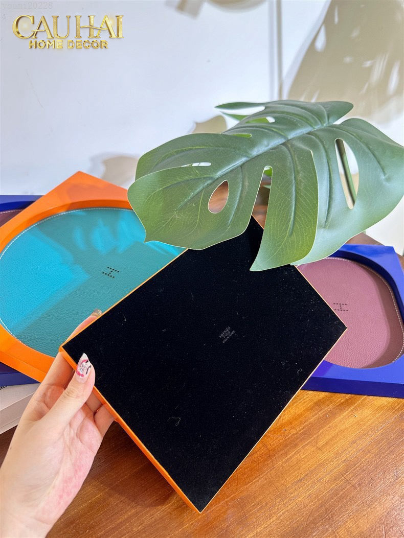 Maison Couture – Khay Chữ Nhật Gỗ Lót Da Équinoxe Cyan Helios-KHAY TRANG TRÍ-CẬU HAI HOME DECOR-CẬU HAI HOME DECOR