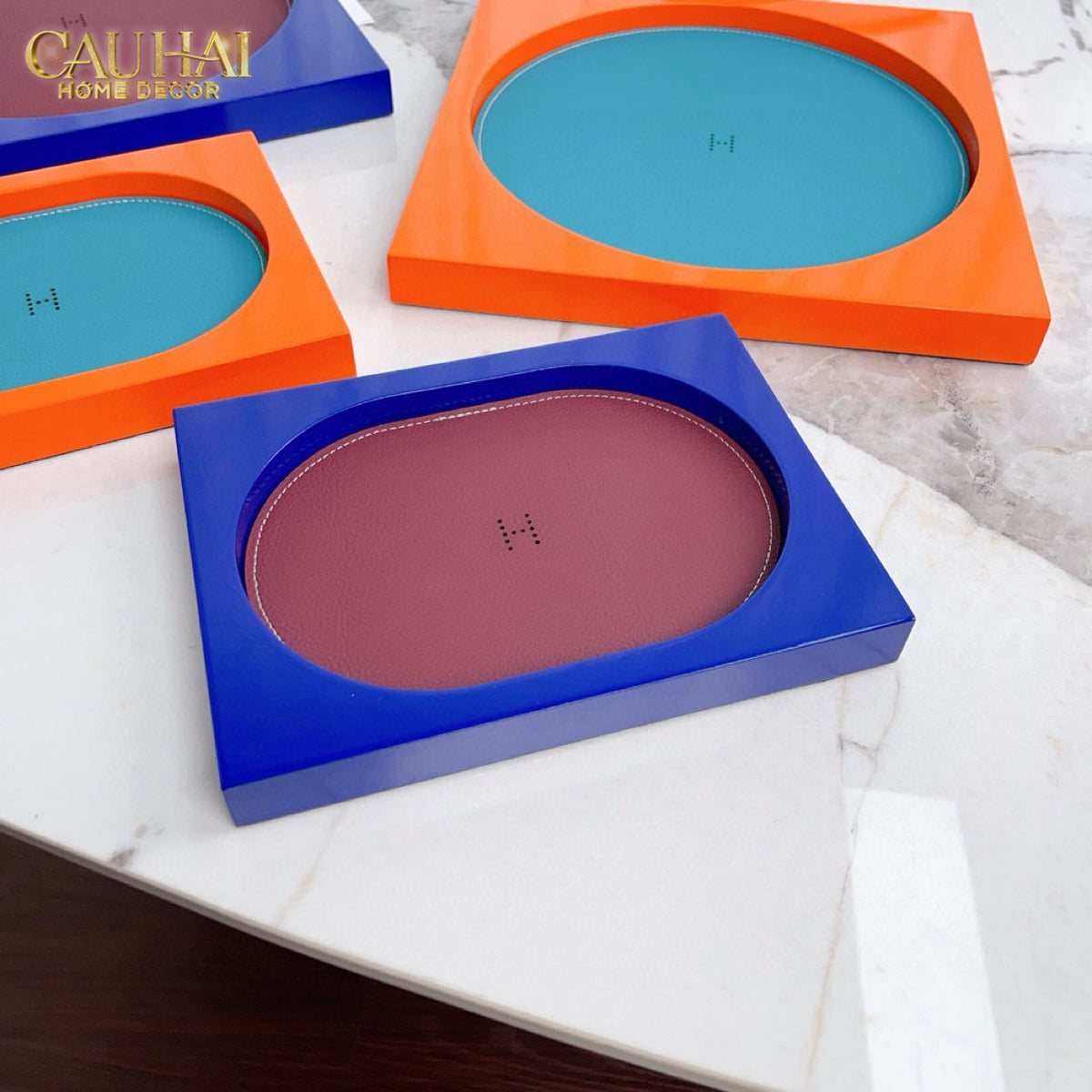 Maison Couture – Khay Chữ Nhật Gỗ Lót Da Équinoxe Cyan Helios-KHAY TRANG TRÍ-CẬU HAI HOME DECOR-CẬU HAI HOME DECOR